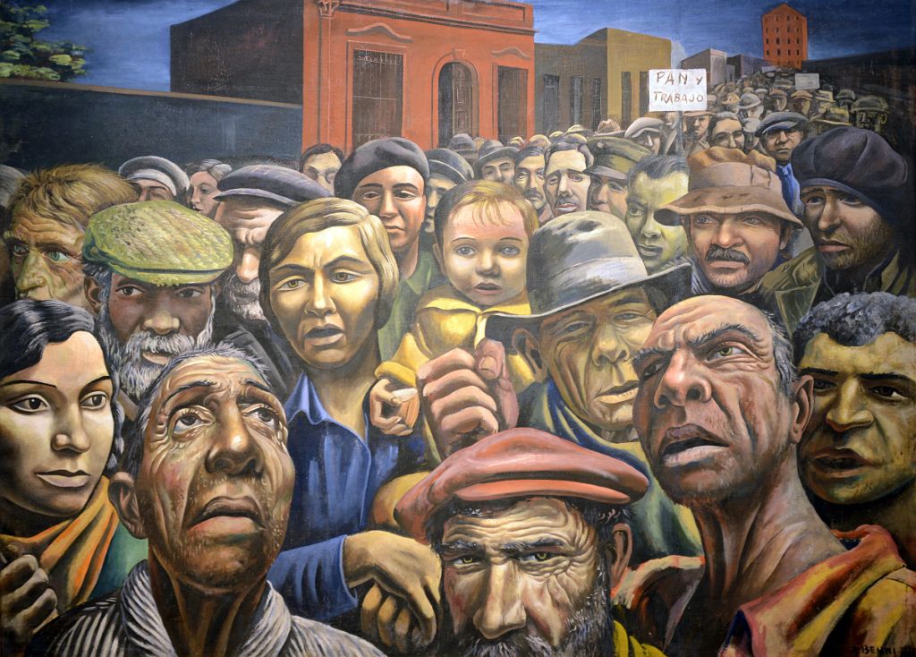 08 Manifestacion Painting By Antonio Berni A Scene Of Twisted Faces Protesting For Work And Bread MALBA Buenos Aires